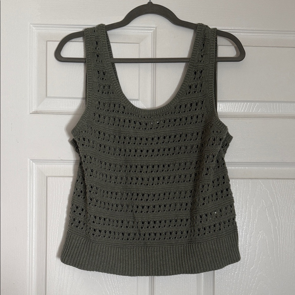 Olive Green Crochet Crop Top